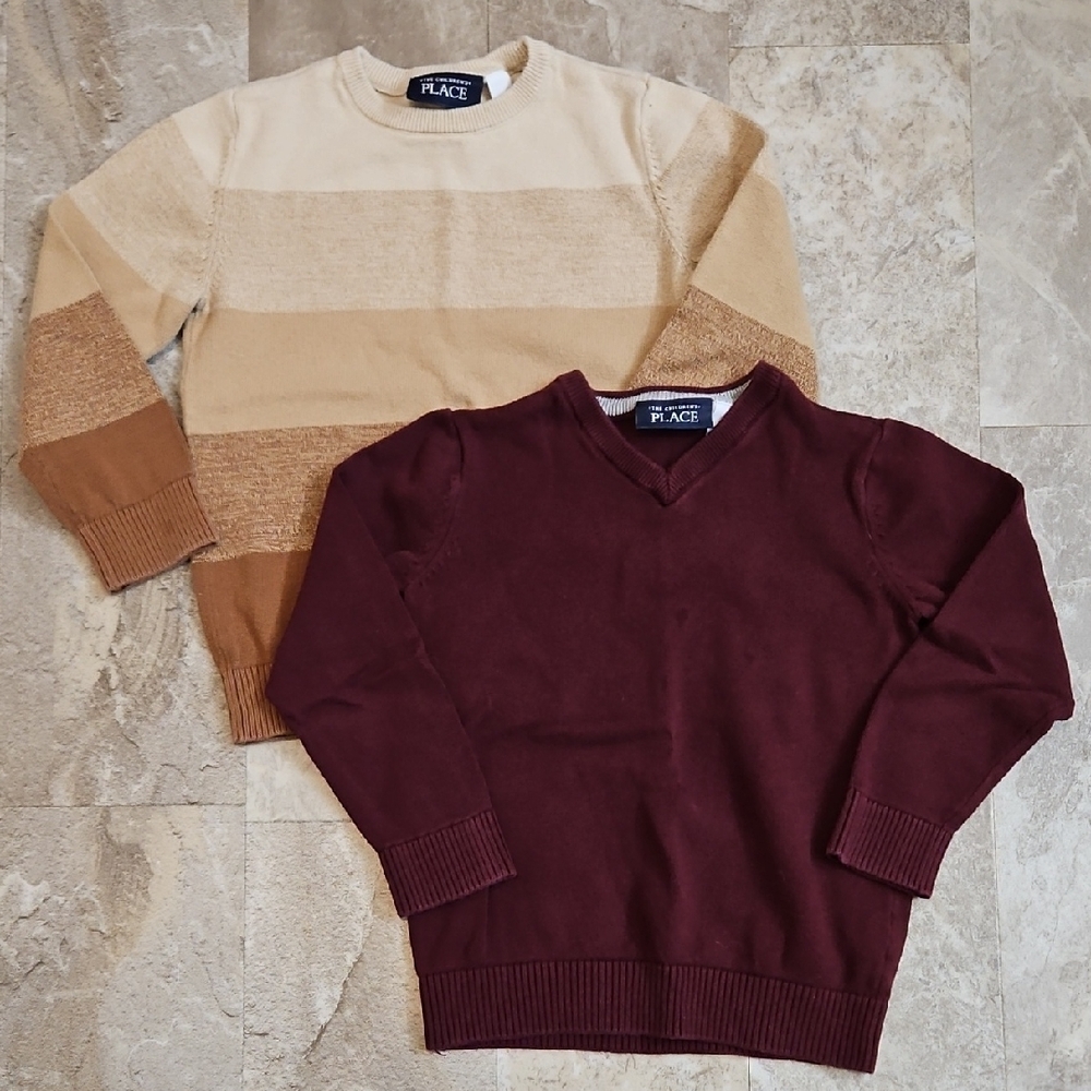 The Children's Place Sweater Duo - Burgundy and Tan